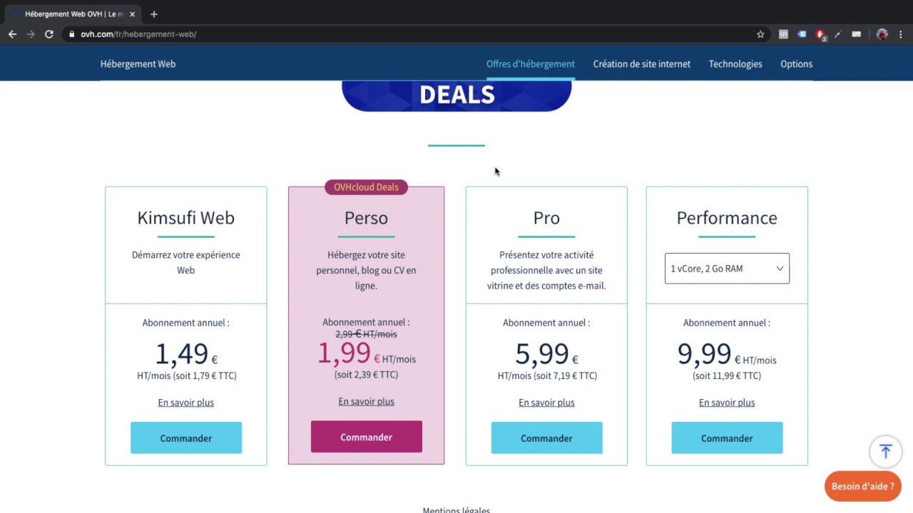 OVH - Ouverture d'un hébergement