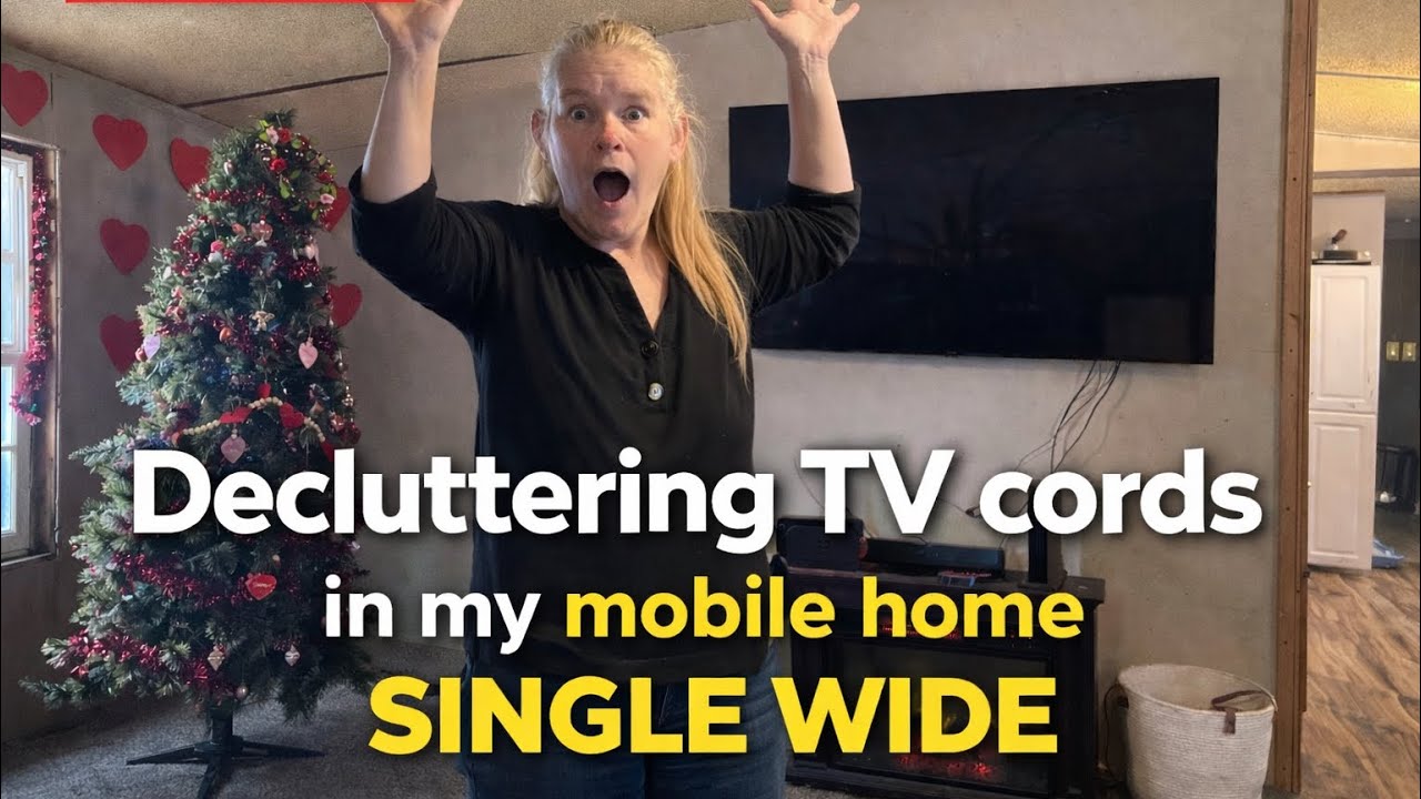 Decluttering TV Cords in My Mobile Home | Single Wide Living Room Upgrade
