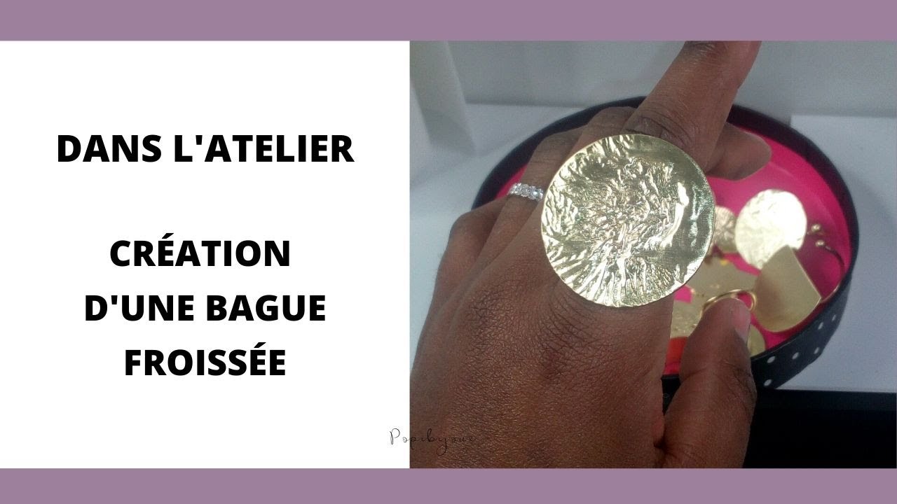 Bague laiton froissé. Un petit aperçu de mon travail dans mon (ancien) atelier.