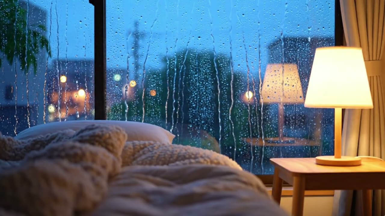 Cozy Bedroom Rain on Window 🌧️ Relaxing Rain Sounds for Deep Sleep, Study & Stress Relief (10 Hours)