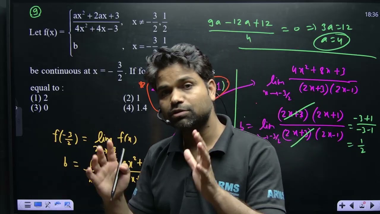 Let f(x)={ax2+2ax+34x2+4x-3, x≠-32,12 b x=-32,12  be continuous at x=-32. If fof(x)=75, then x is