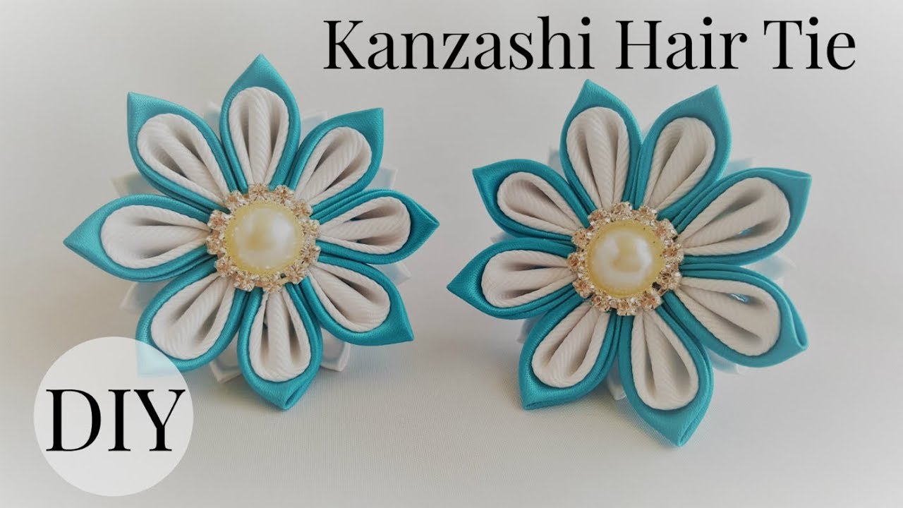 DIY Kanzashi Hair Tie/ Ponytail Holder/ Kanzashi flower tutorial