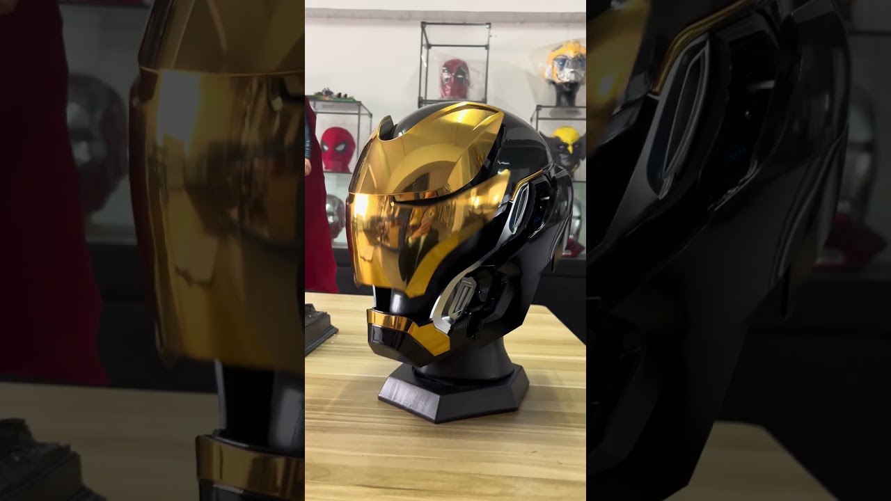 iron man helmet in black and gold version