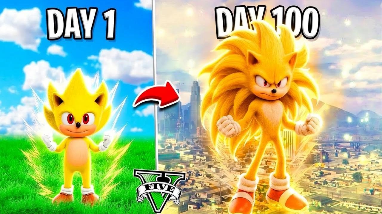 I Survived 100 Days as Super Sonic in GTA 5! (Sonic Movie Mod)