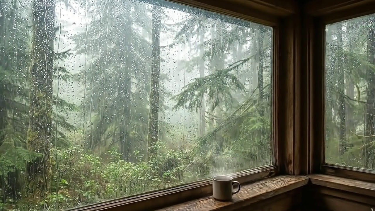 Rain Sound in Forest ⛈️ Heavy Rain on Window for Fall Asleep Quickly | Soothing Rainy Day Vibes