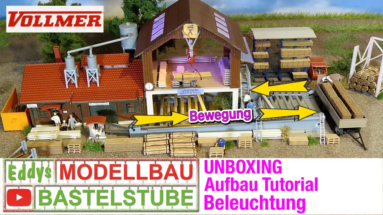 Aufbau Tutorial Vollmer H0 Sägewerk mit Funktion + Joswood Zubehör, Eddys Modellbau