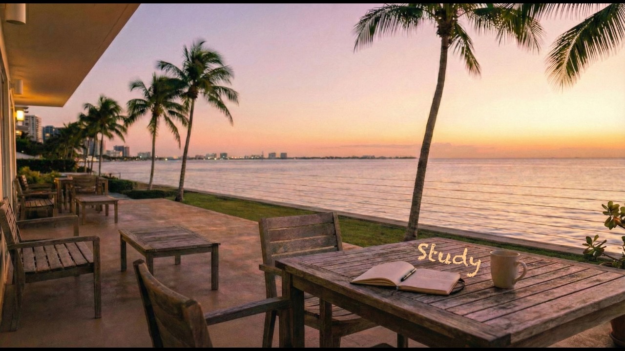Sunset Lofi☕ – Evening Terrace Ambience | Study ✍️