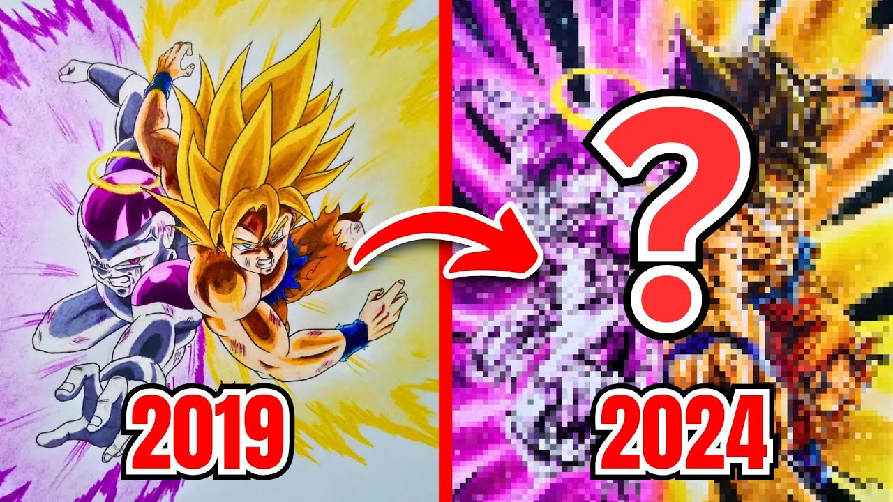 Redrawing My Old Art 5 years later 😱 Drawing Goku and Frieza #goku #frieza #dragonballsuper