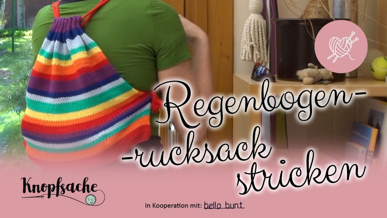 Regenbogen-Rucksack stricken