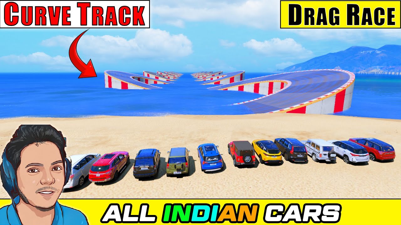 GTA 5 : Indian Cars Vs Curve Water Track Drag Race Impossible Challenge