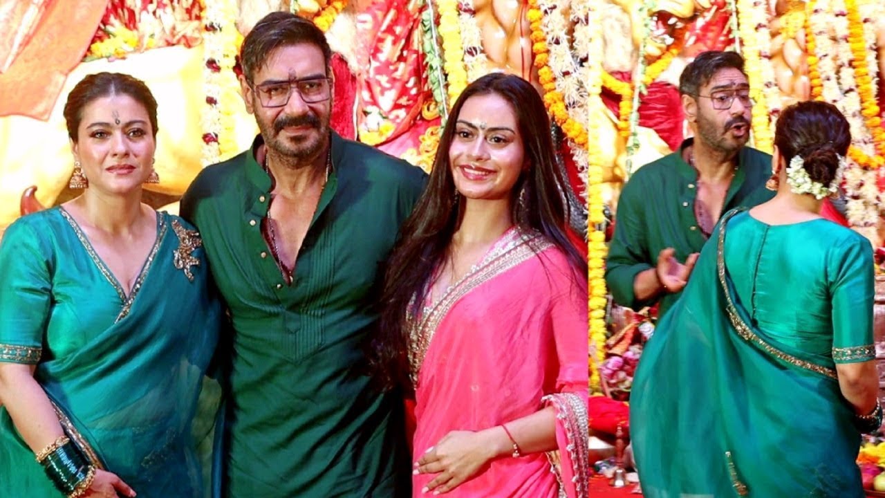 Ajay Devgn with Family arrives at North Bombay Durga Puja | Kajol, Nysa, Tanishaa