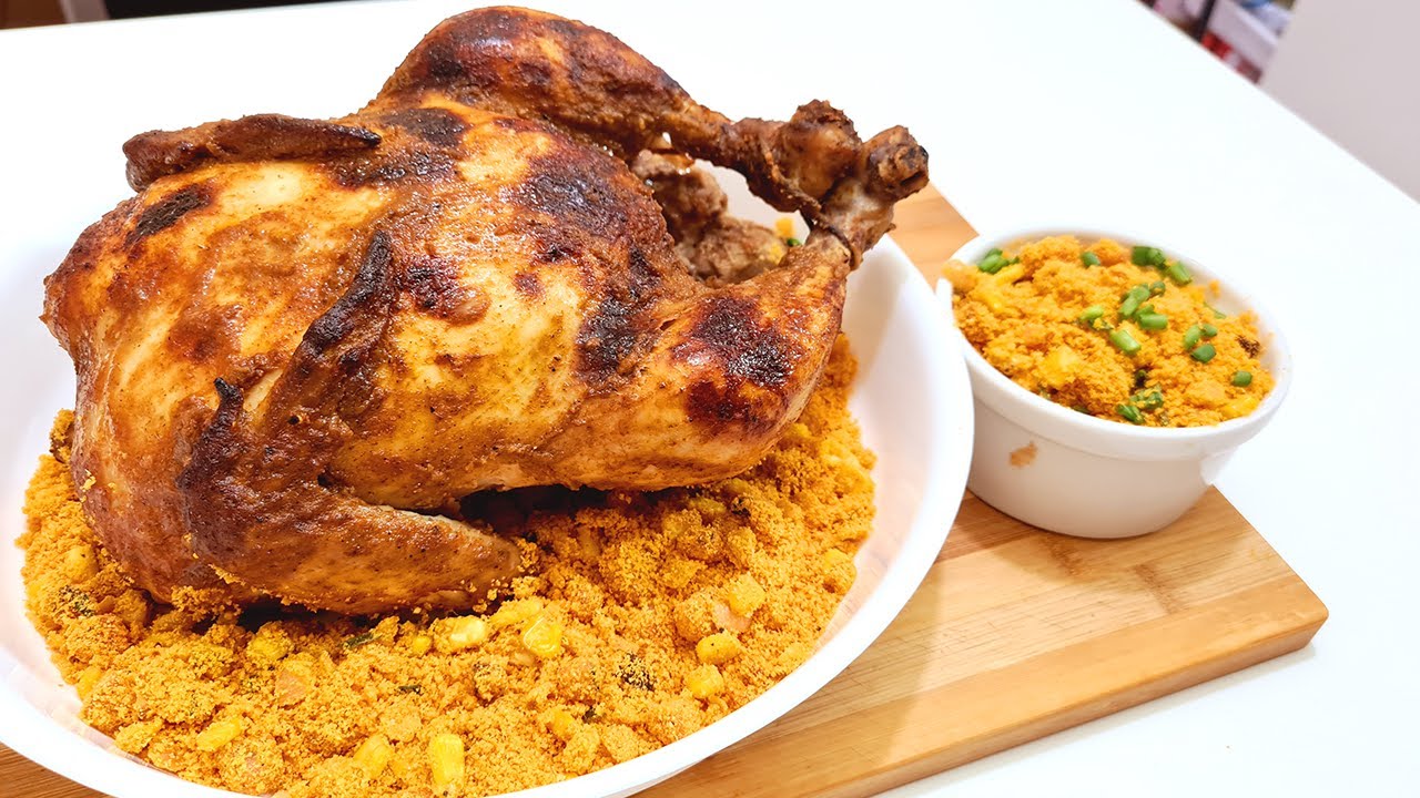 Frango de Natal assado com Farofa a melhor receita mais gostosa frango de padaria