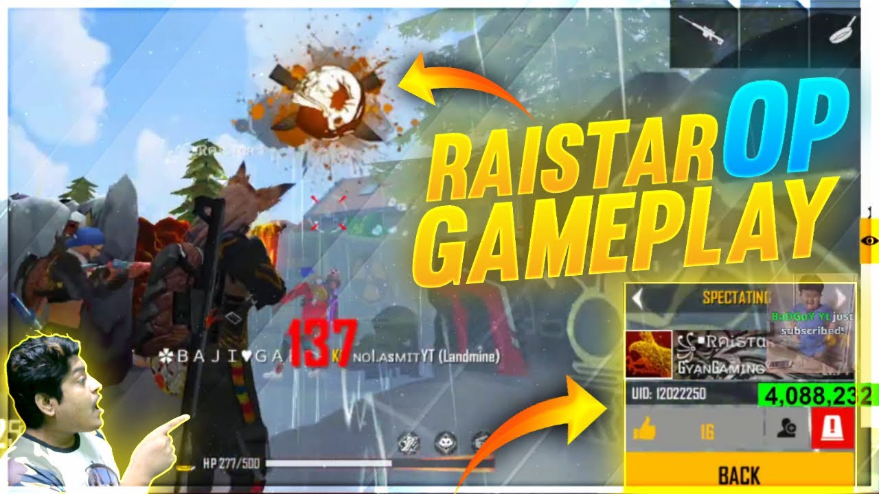 Raistar Hacker God Level Gameplay GyanSujan Op Reaction Live - Garena Free Fire @Rai Star