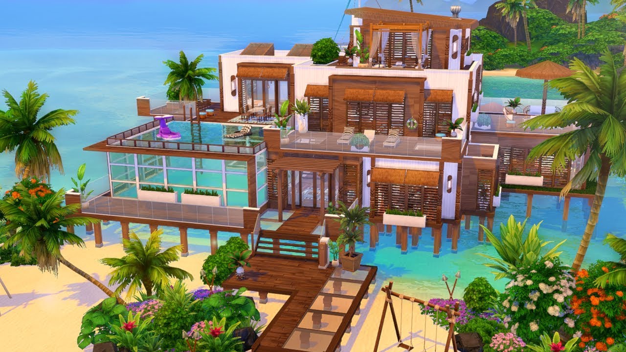 THE SIMS 4 - Speed Build | Modern Waterfront Mansion (NO CC)