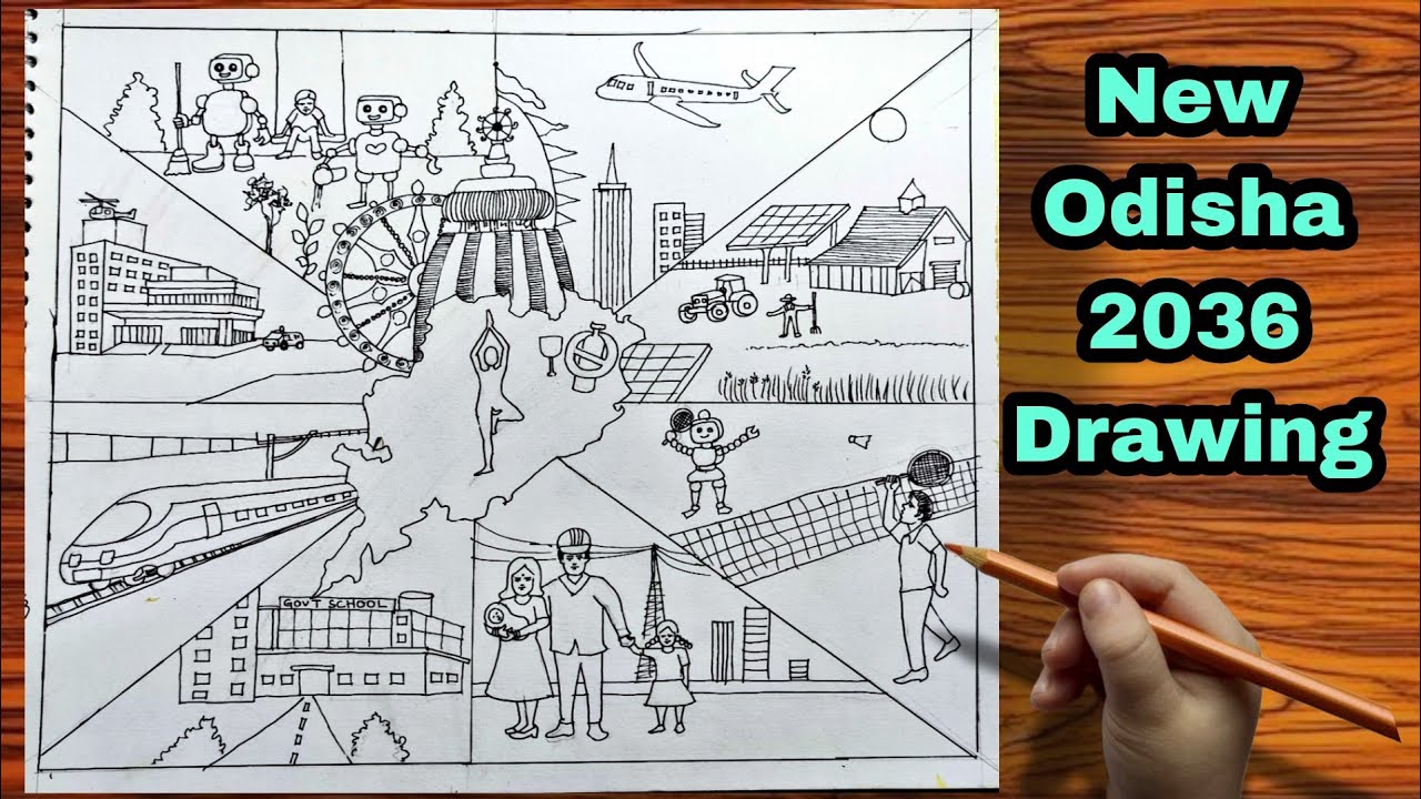 2036 ସମୃଦ୍ଧ ଓଡ଼ିଶା Drawing ✍️ | Odisha Future Vision 2036 | Surabhi 2025 Art | Dina Art
