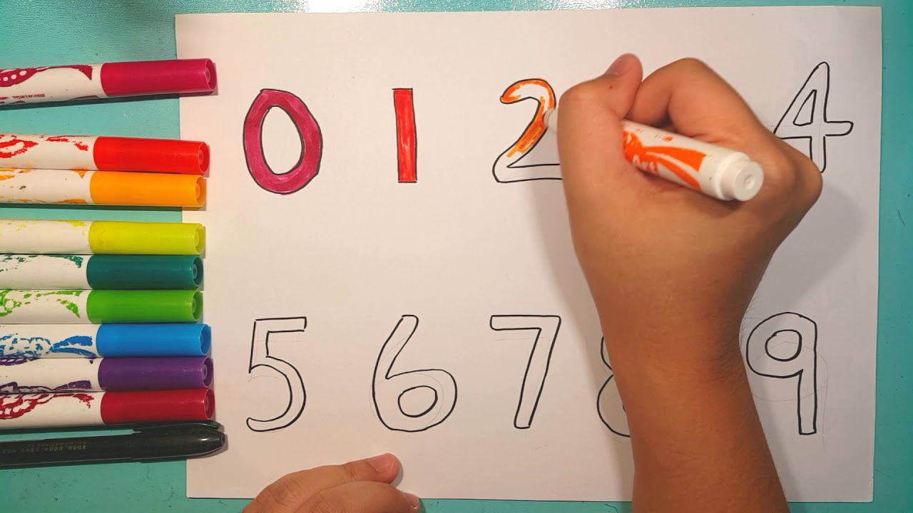 Numbers 0 to 9, 1-10 | Write and Color Drawing | Coloring Page | Learn Colors Learn Drawing