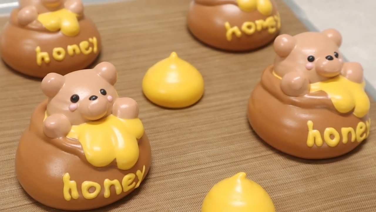 🍯🐻미니오븐으로 꿀단지 곰돌이 머랭쿠키 만들기🐻🍯Making a teddy bear in a honey jar meringue cookie with a mini oven