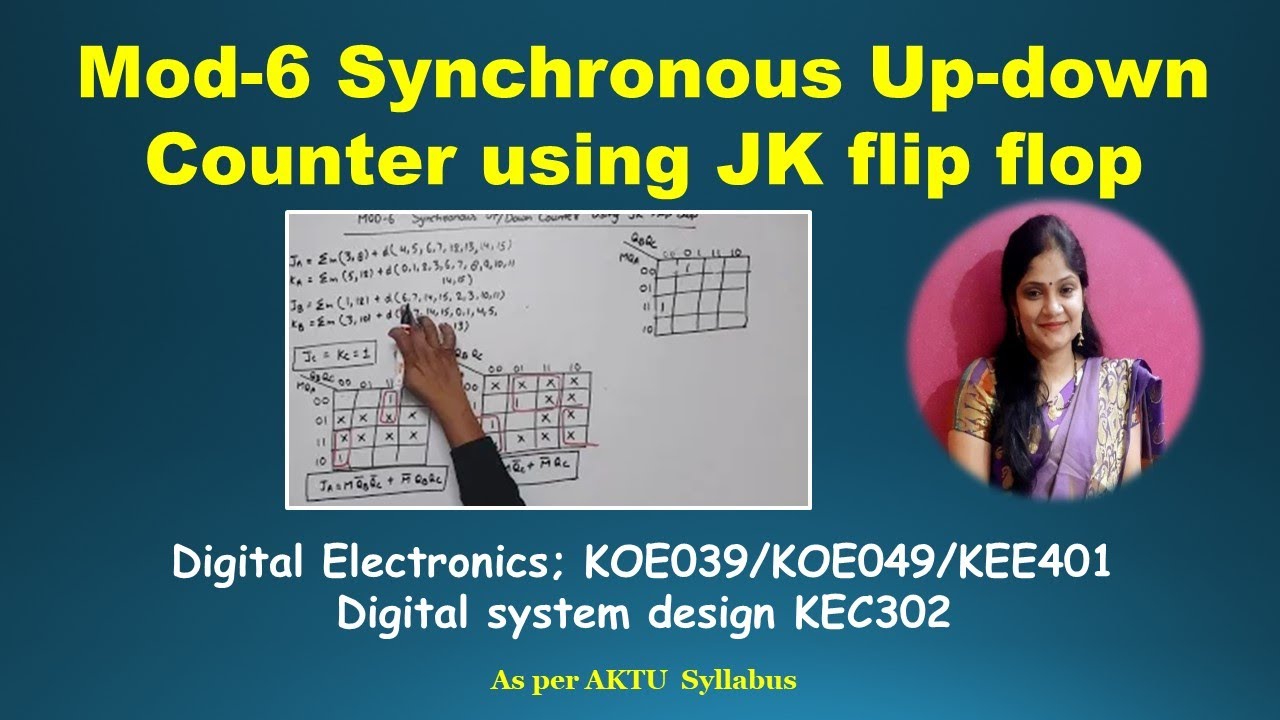 Design MOd 6 Synchronous Up/down counter using JK flip flop | Mod 6 up/down counter