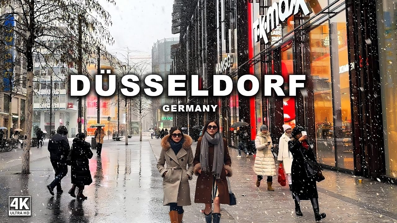 Snowy Düsseldorf, Germany 🇩🇪 4K HDR Walking Tour | Winter Wonderland Walk ❄️