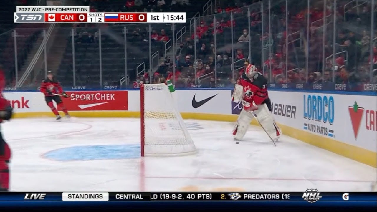 DYLAN GARAND | In Action At Pre-tournamet Game Against Russia | 2022 WJC