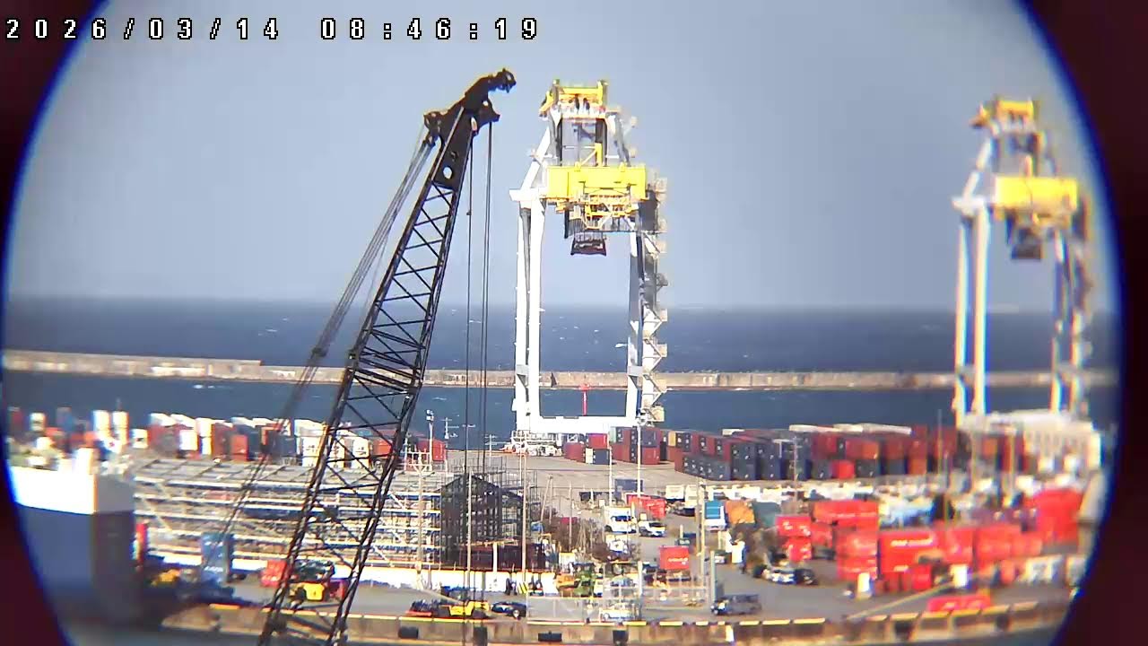 🟤🛳️🚚 #はたらく港  那覇新港   LIVE コンテナ OKINAWA  NAHA PORT  コンテナ船 ガントリークレーン