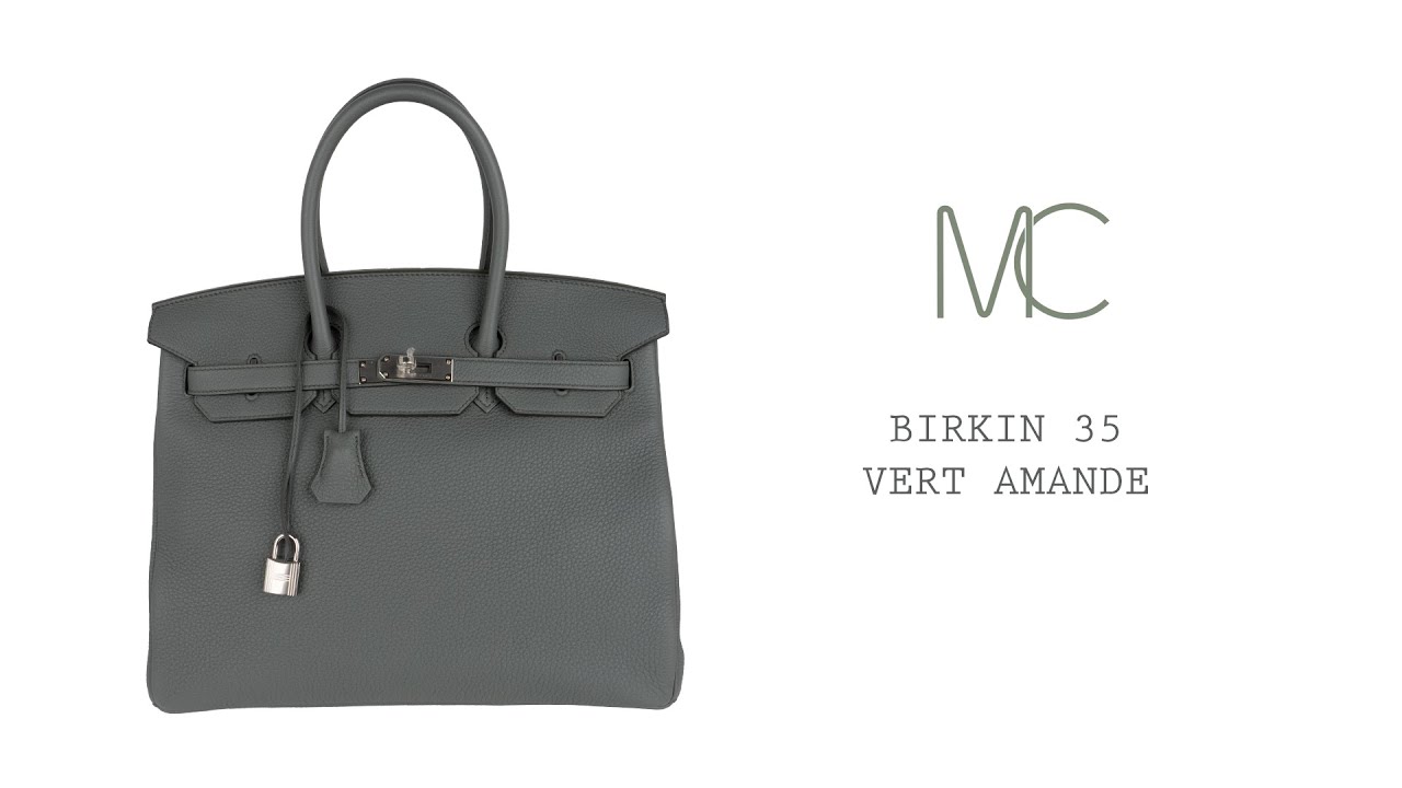 Hermes Birkin 35 Bag Vert Amande Palladium Hardware Togo Leather &bull; MIGHTYCHIC &bull;