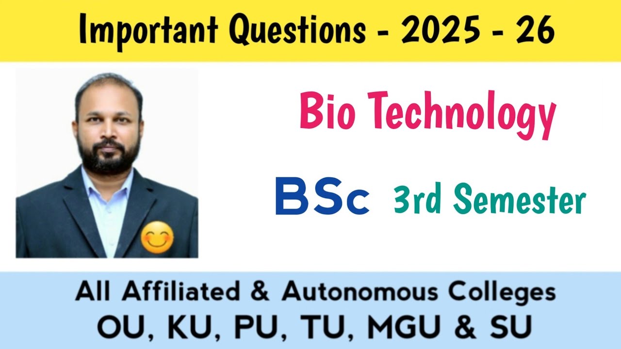 Biotechnology Important Questions 2025-26 BSc 3rd Semester III Sem Imp OU KU TU PU MGU SU
