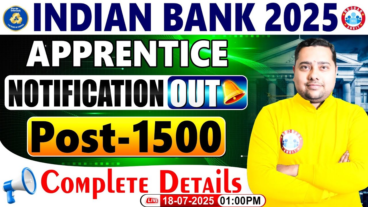 Indian Bank Apprentice 2025 | Indian Bank Vacancy 2025 🔥| Full Info By Shobhit Sir