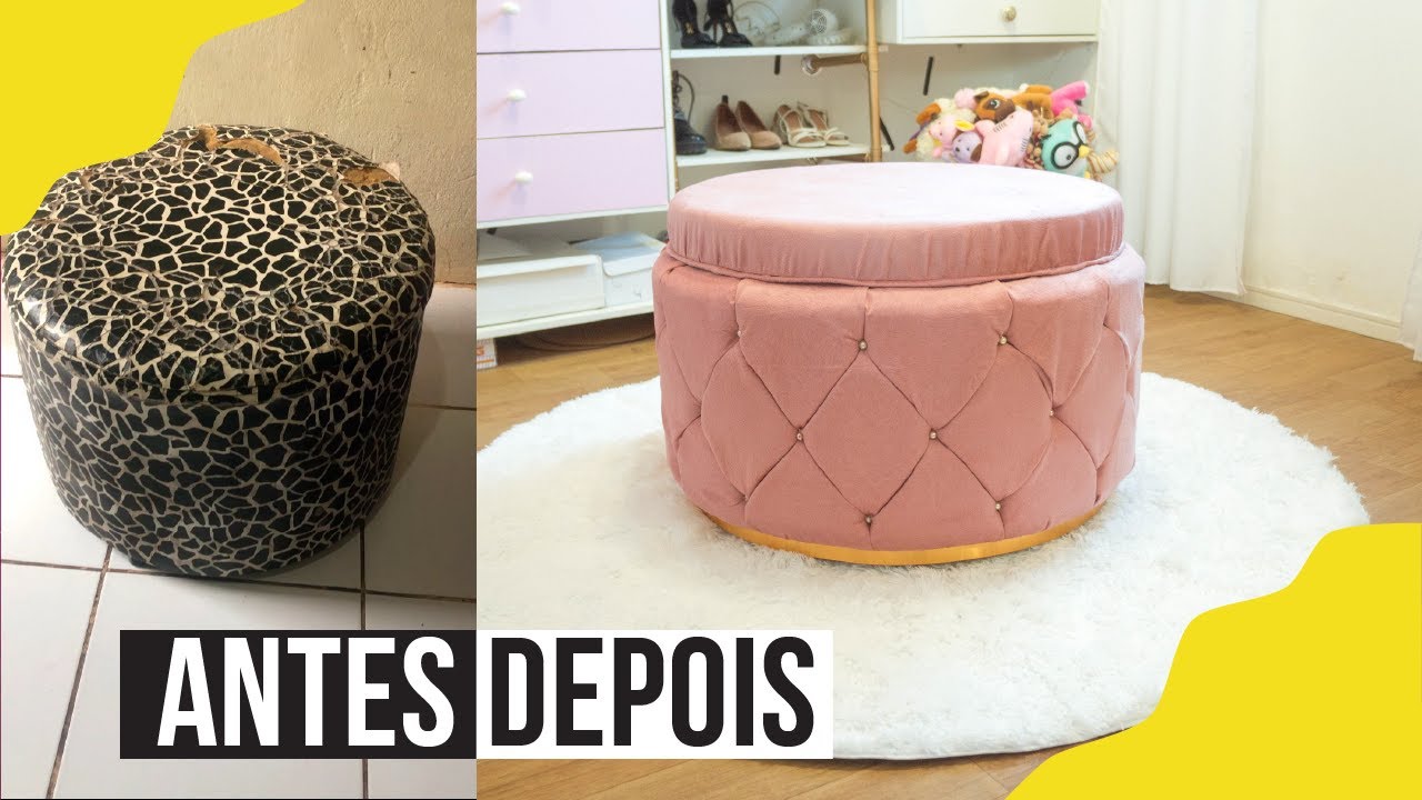 DIY: Transformando um Puff Antigo em um Puff Ba&uacute; Capiton&ecirc;