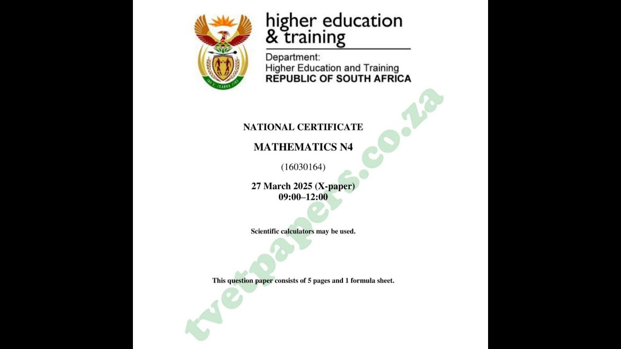 Mathematics N4 April 2025 Question 5