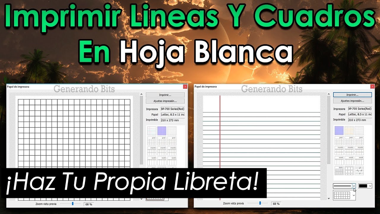 Imprimir tu propia libreta rayada o cuadriculada hoja tamaño carta impresora