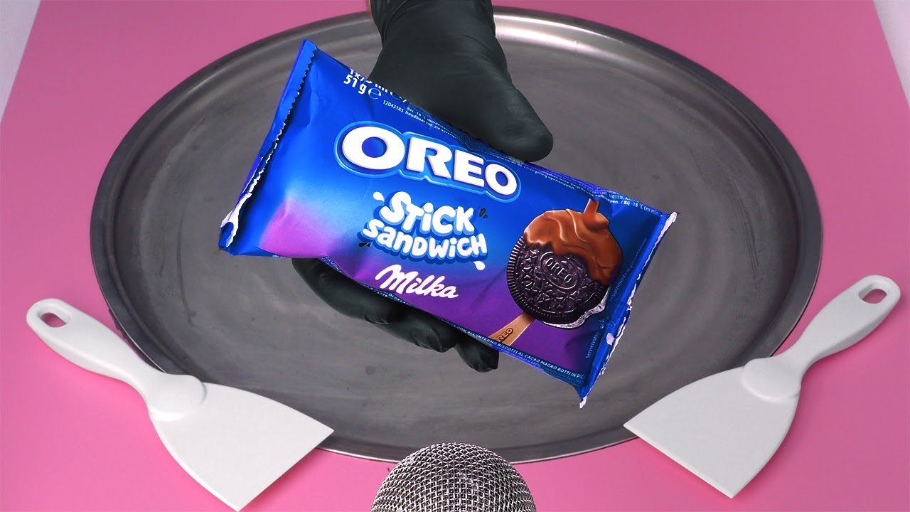 ASMR | Oreo Stick Sandwich Ice Cream covered with Milka Chocolate - Creamsicle Ice Cream Rolls