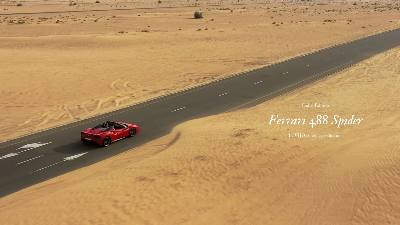Ferrari 488 Spider - Dubai desert trailer | VIJO content production | DJI Drone footage