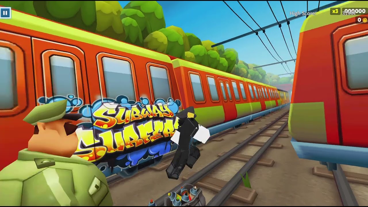 Playing subway surfers on roblox
