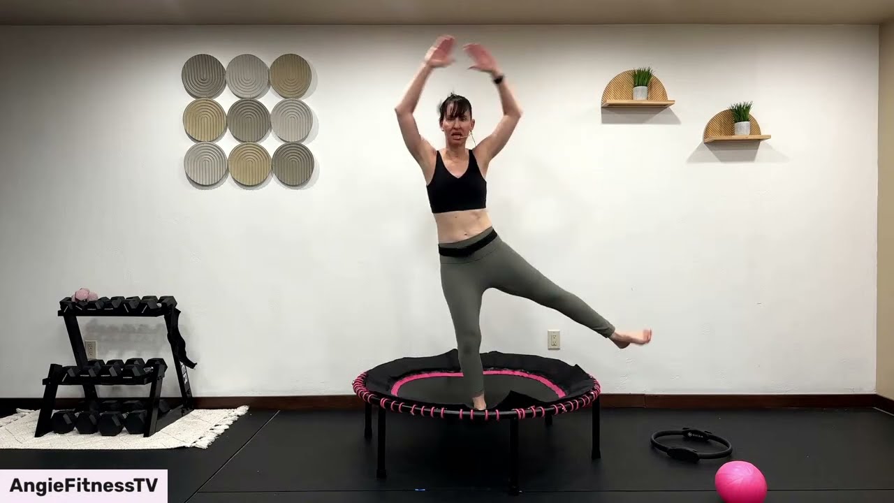 Mini Trampoline Workout Class → Cardio  Bounce & Pilates Core Routine