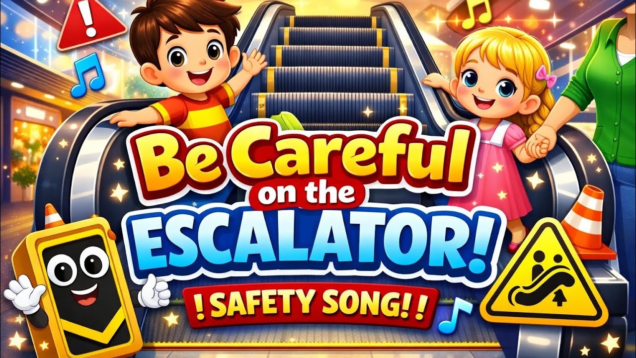 Be Careful on the Escalator! 🚨 | Fun Kids Sing-Along Safety Song #kidssongs #ai #toddlerfun