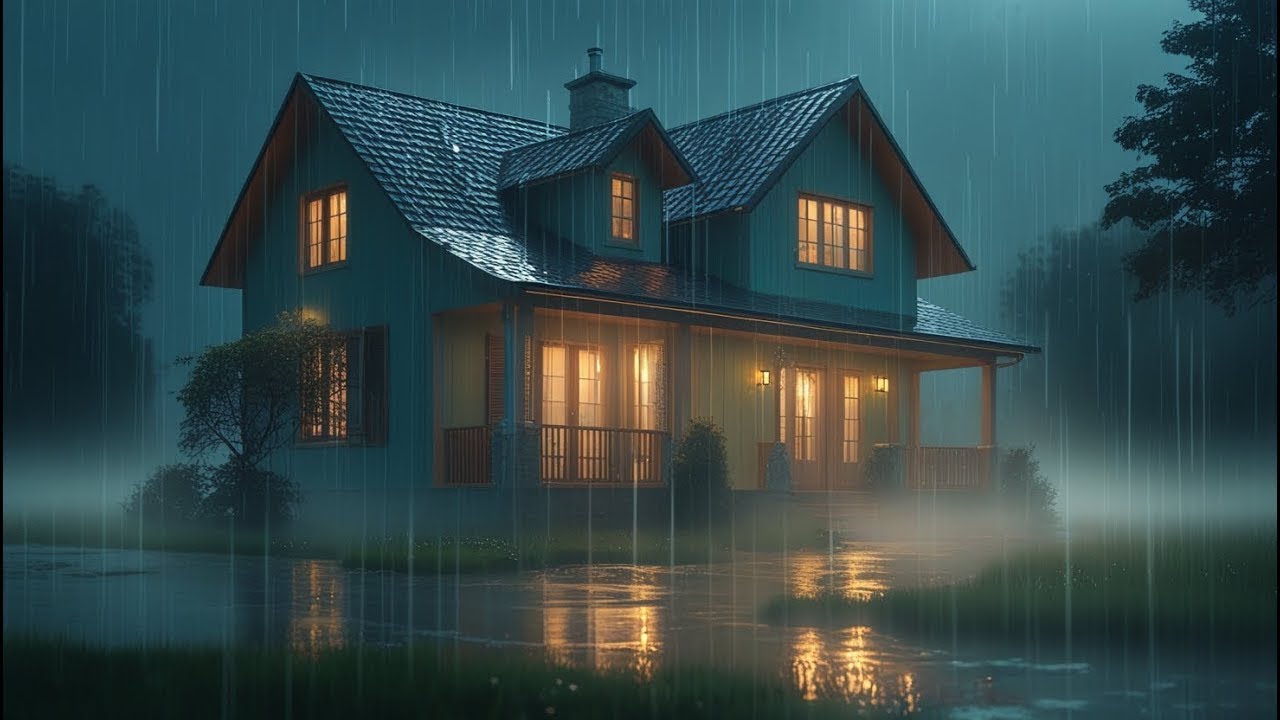 Heavy Rain at Night for Deep Sleeping | Natural Roof Rain Sounds to Calm the Mind