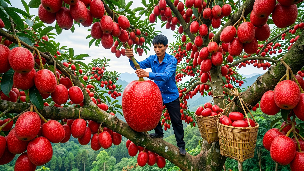 Harvesting 2000+KG Silverberry Fruits on Cliff Goes To Market Sell - Take Care Of Pet In Farm