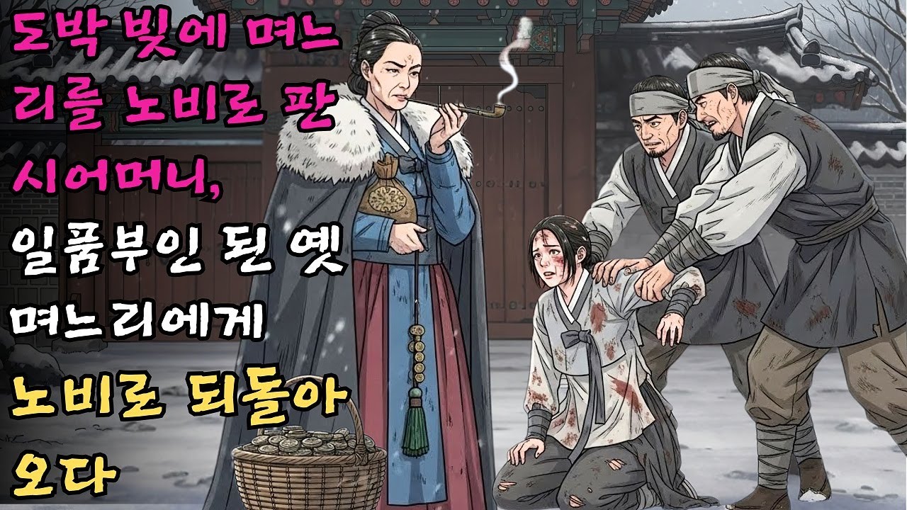 도박 빚을 갚으려고 며느리를 노비로 팔아넘긴 시어머니, 모든 것을 잃고 갈 곳 없게 되자 일품부인이 된 옛 며느리에게 거두어져 노비로 부림당하며 복수를 맞다#야담 #민담 #전설