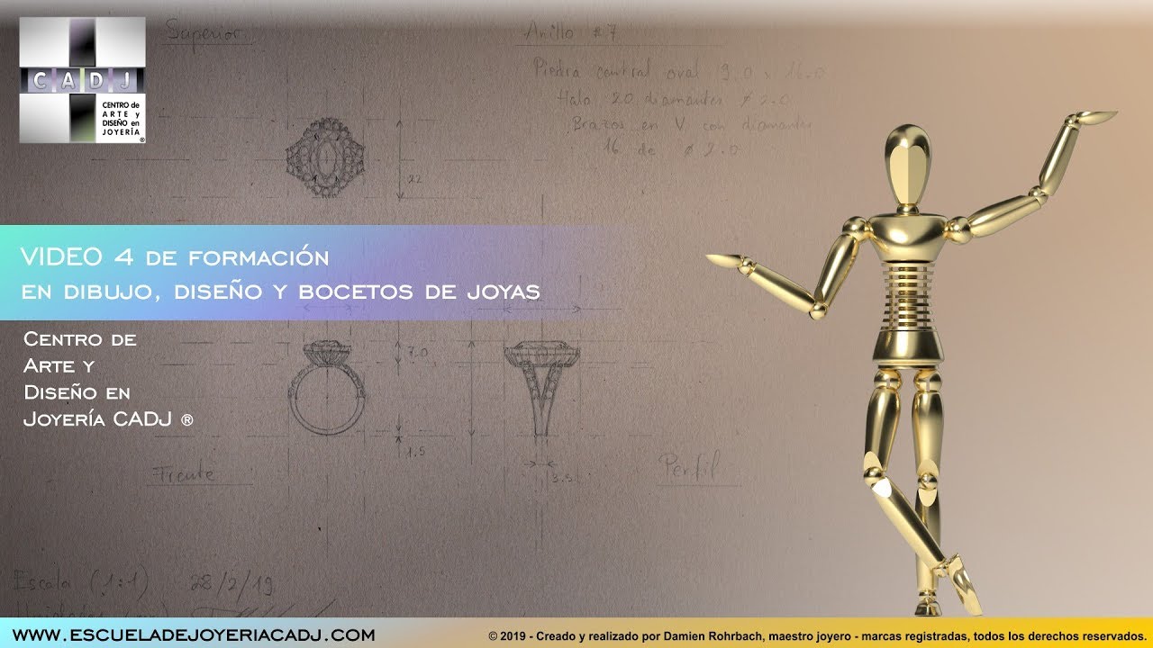 Bocetos de joyería y dibujo de joyas Escuela de joyería CADJ ® VIDEO 4