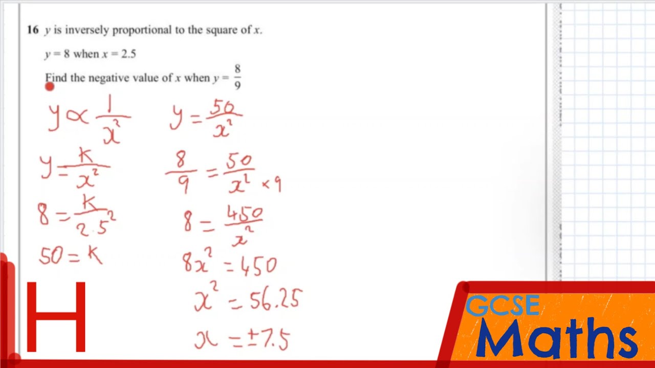 GCSE Maths Revision - Direct and Inverse Proportion - Higher