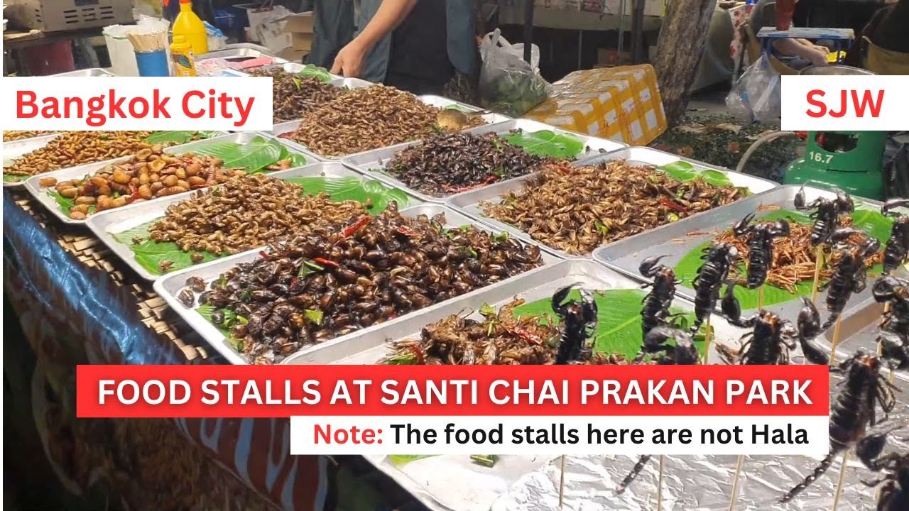 Food Stalls at Santi Chai Prakan Park | Bangkok Street Food Market | Thailand | SJW