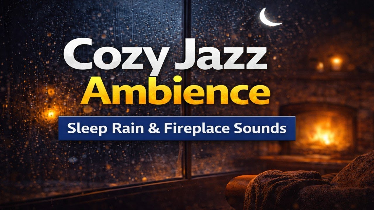 Cozy Jazz Ambience 🌙 Rain & Fireplace Sounds for Deep Sleep (1 Hour)