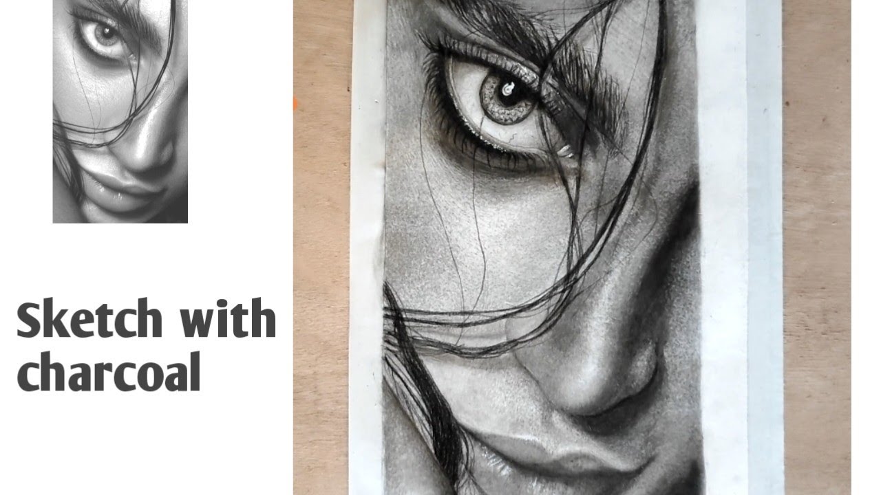 Portrait sketching with charcoal powder/sketch with charcoal 😊
