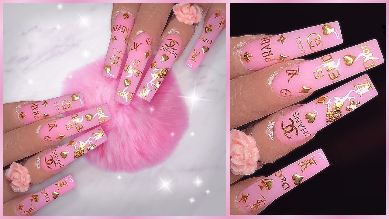 Trying New Polygel Kit by AstoundBeauty ⚜️💗 Pink Designer Logo Nails