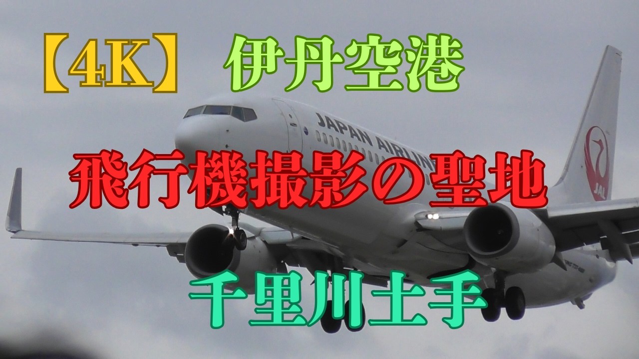 【4K】伊丹空港　飛行機撮影の聖地・千里川土手・着陸5連発