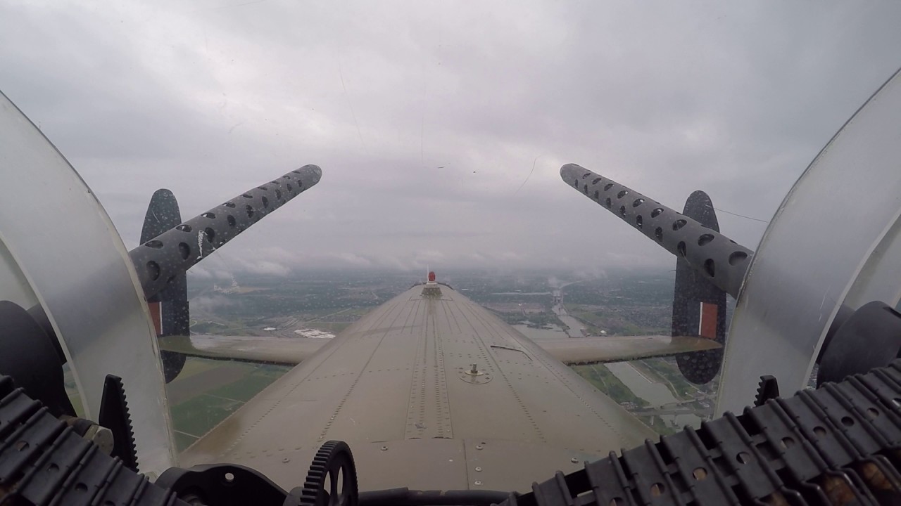 Lancaster Bomber VERA. Video from mid upper gun turret.