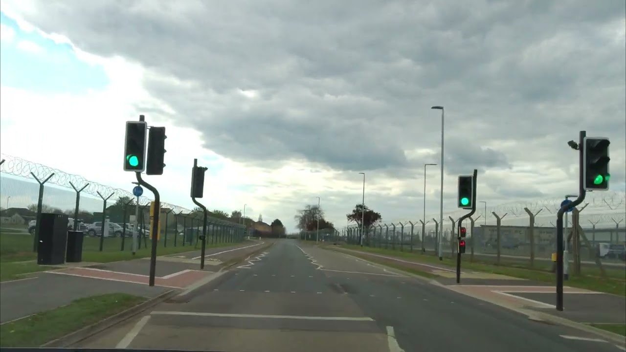 Driving past Royal Naval Air Station Yeovilton, Somerset, England, UK (3K, 3316x1864, 60fps)