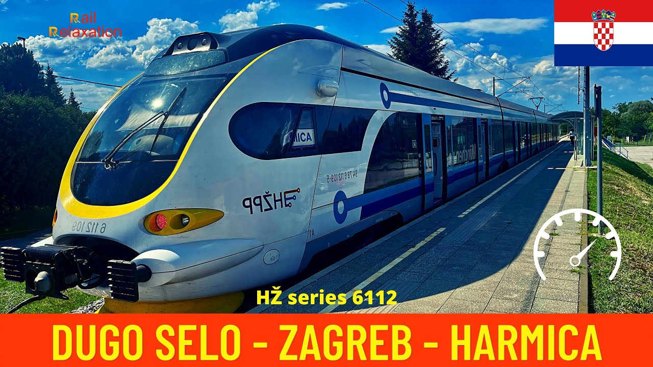 Cab ride Dugo Selo - Zagreb - Harmica (ZG suburban line, Croatian Railways) train drivers view in 4K