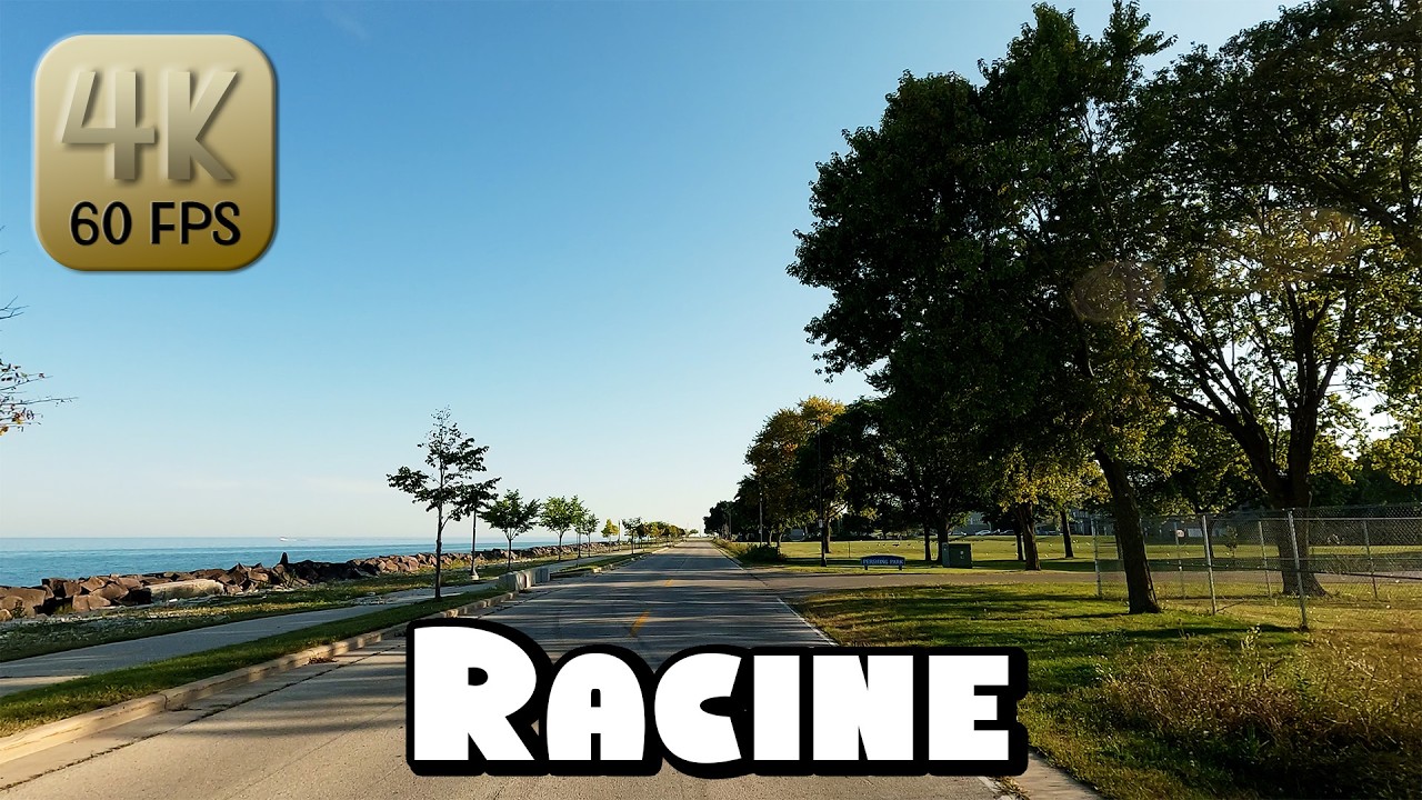 Driving Around Downtown Racine, Wisconsin in 4k Video
